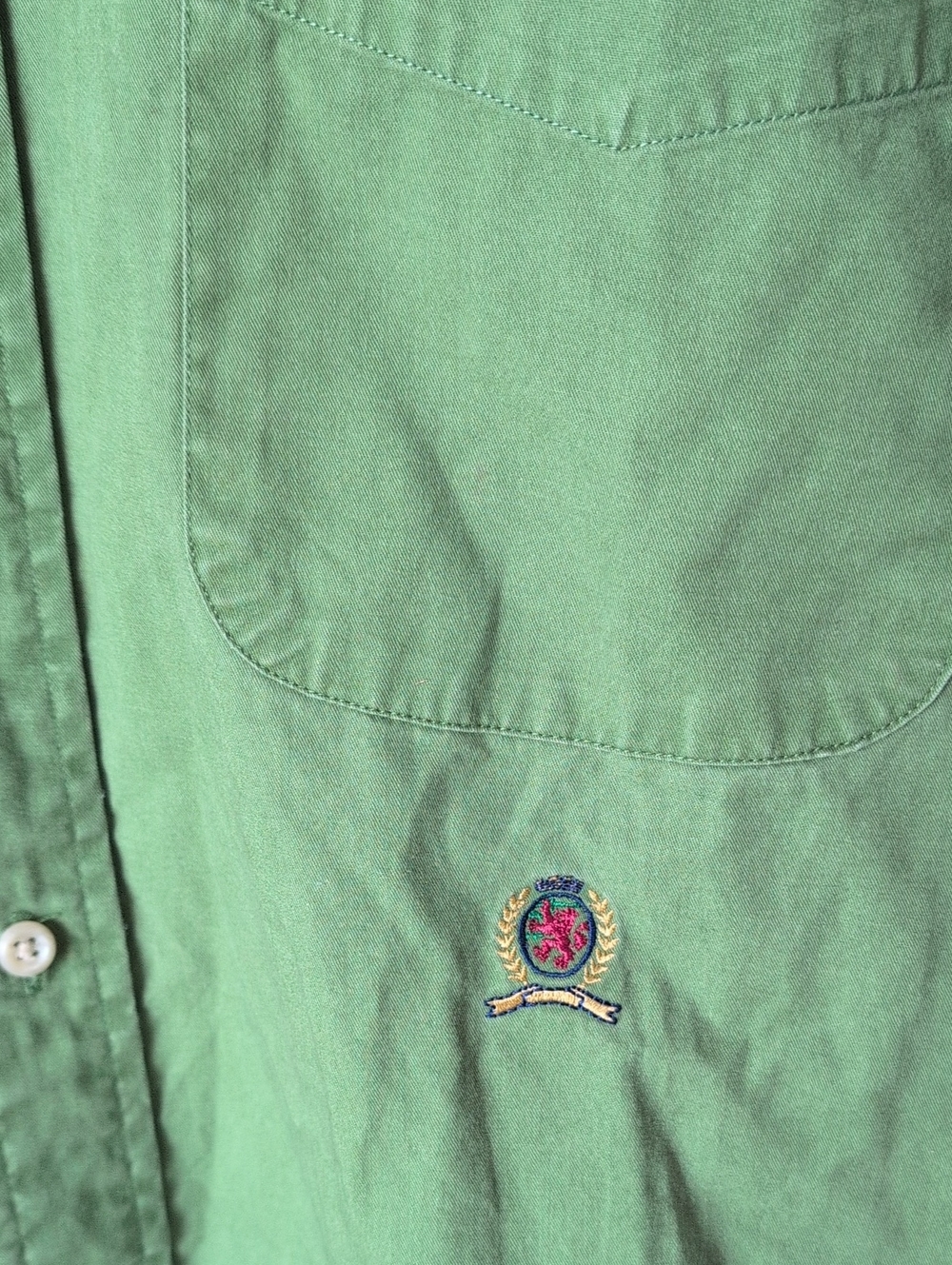 Vintage Tommy Hilfiger Green Button-Down Green Mens Shirt Large - Picture 2 of 7